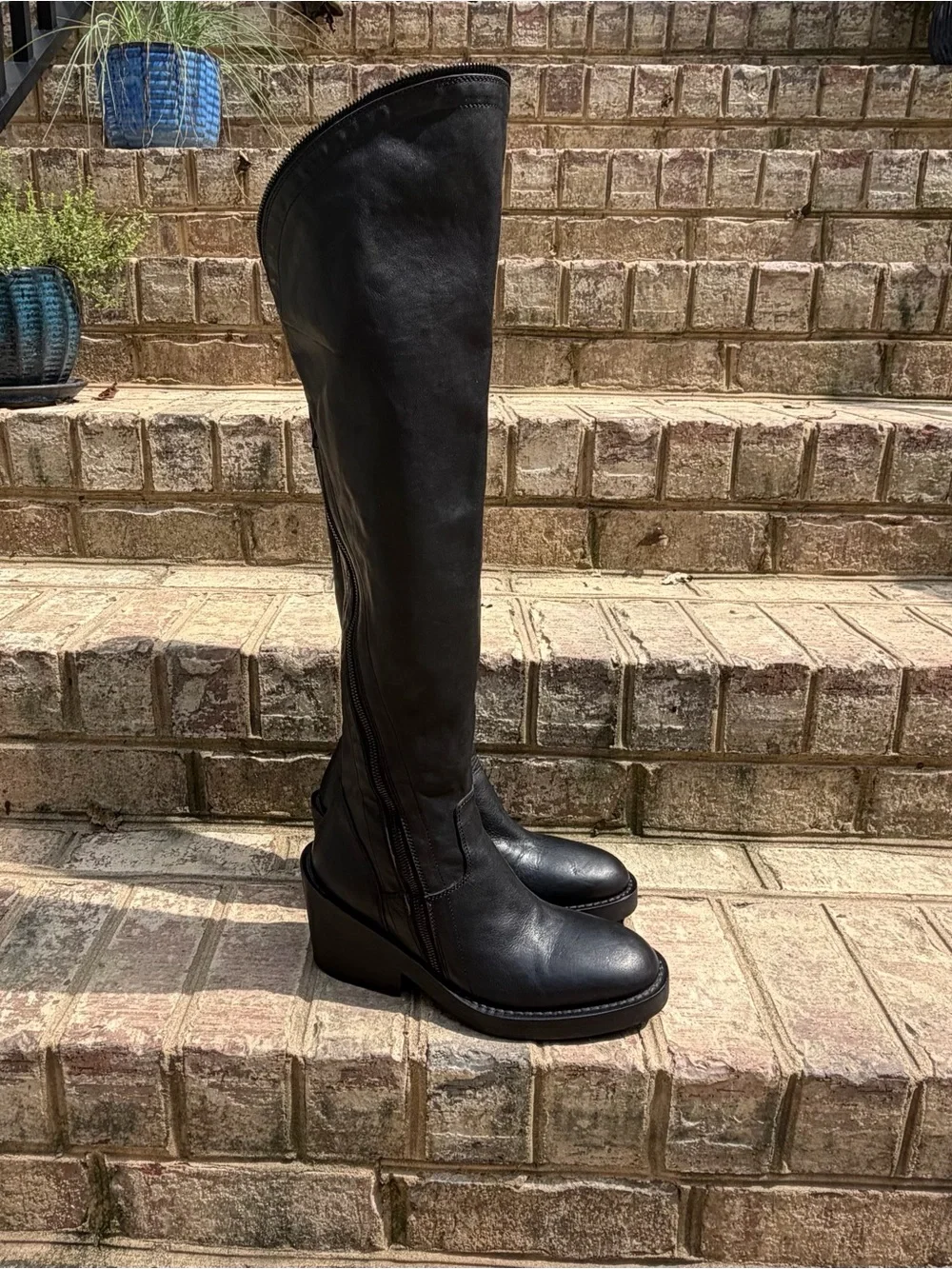 Ann Demeulemeester FW2012 Spiral Zip OTK Leather Boots IT37.5
